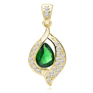Pandantiv argint placat cu aur galben cu piatra verde DiAmanti Z0736CG_G-DIA (Argint 925‰ 1,6 g.)